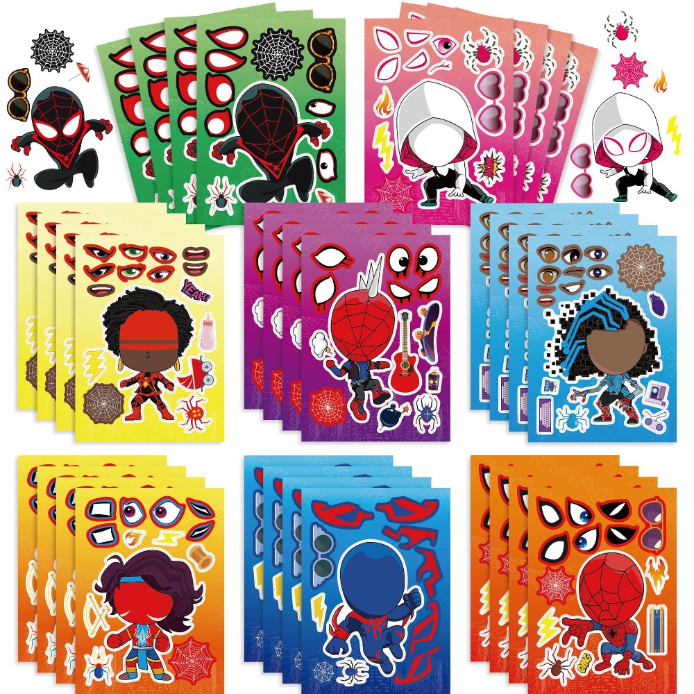Party Games Quiz - 8/24 szt. Naklejki Puzzle Spider-Man dla