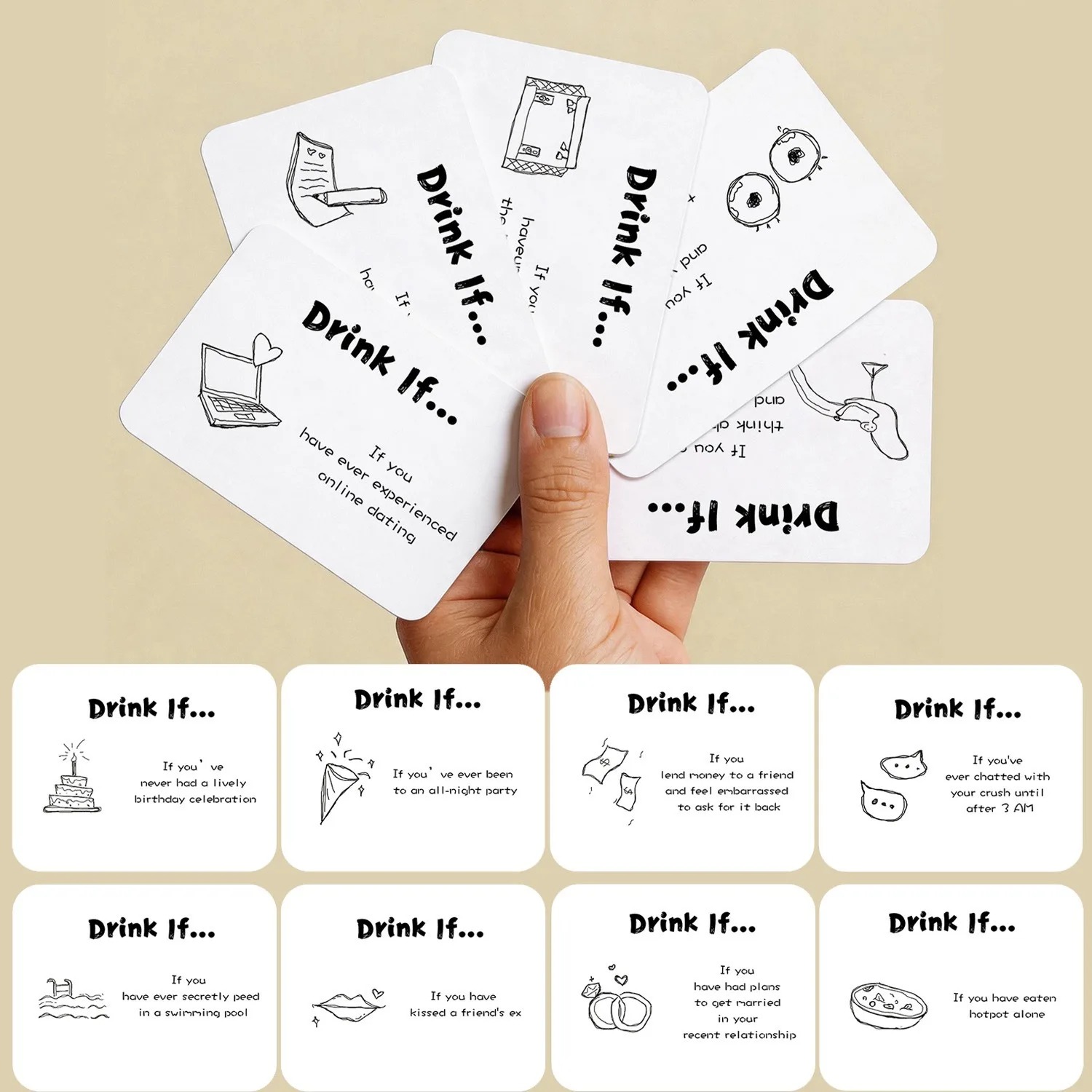 Party Games Questions For Adults - Karty do gry „Drink If” –